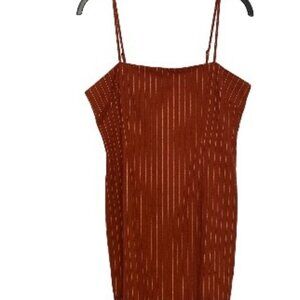 Forever 21 Maroon Pinstripe Fitted Mini Dress with Adjustable Straps Size Large